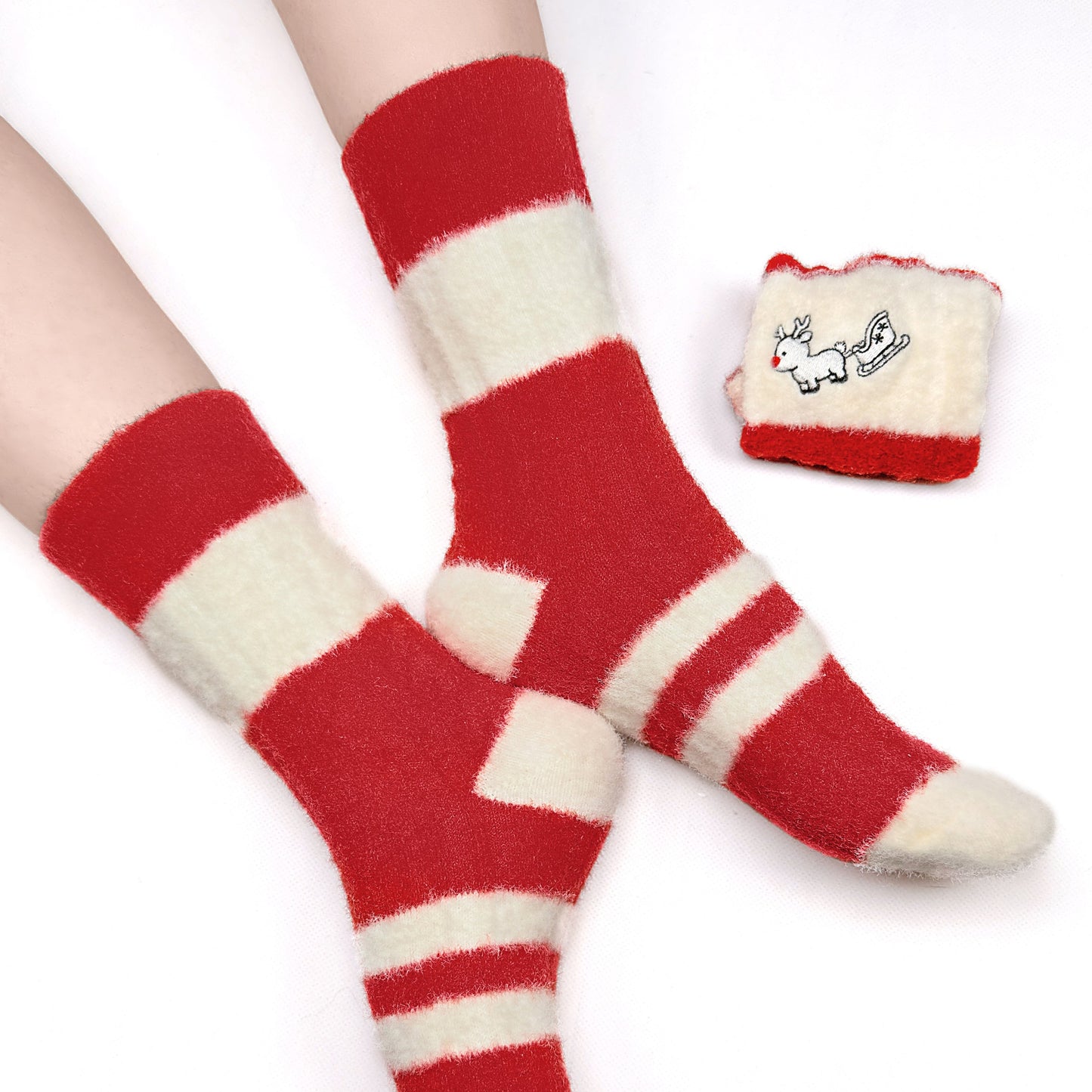 Original Design Winter Women's Fuzzy Christmas-Themed Socks - 3-Pair Gift Set