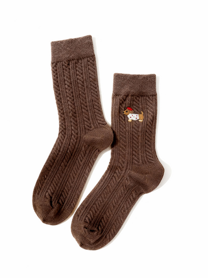 ダックスフントシルク・ウール混紡シームレスソックス