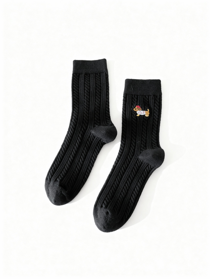 ダックスフントシルク・ウール混紡シームレスソックス