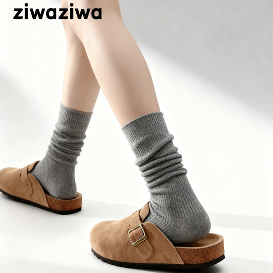 レディース ウールシルク混 スラウチソックス