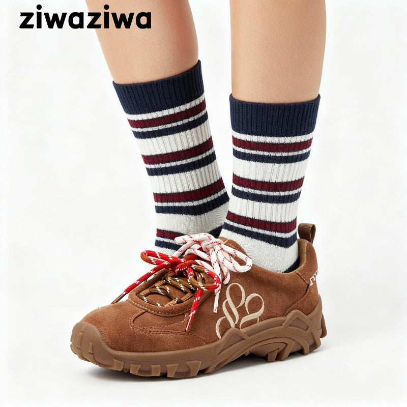 ボーダービンテージ風ウール混シルクソックス超柔らかい