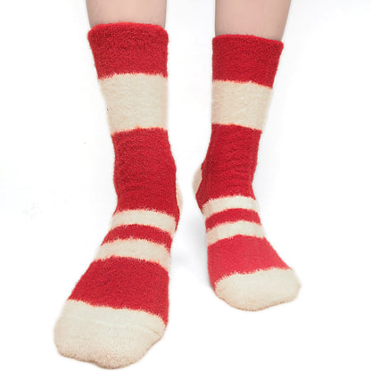 Original Christmas Style Red Reindeer Striped Mid-calf Socks