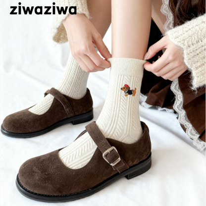 ダックスフントシルク・ウール混紡シームレスソックス